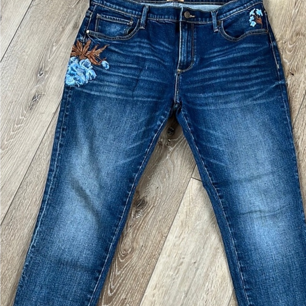 Driftwood Marilyn Floral Skinny Ankle Jeans Blue